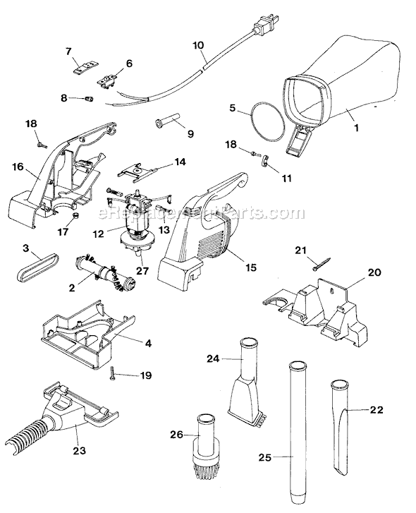 Page A Diagram and Parts List for AC7040 Type 1 Black and Decker Hand Vacuum
